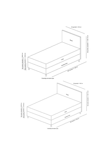 90x190 Vitalia Baza Başlık Seti - Açık Gri