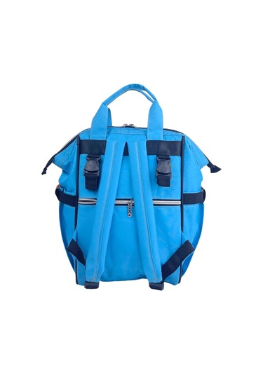 Lugami 05 Anne Bebek Bakım Sırt Çantası Biberon Termoslu Sıvı Geçirmez Mavi
