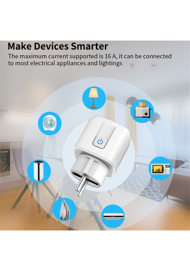 Yuntech01 Ev Akıllı Soketi 16a Euro Standart, 3500w Yük Kapasitesi, Zamanlama Ve Şarj Koruma, Homekit İle Uyumlu, Akıllı Ev Kontrolü Akıllı Priz