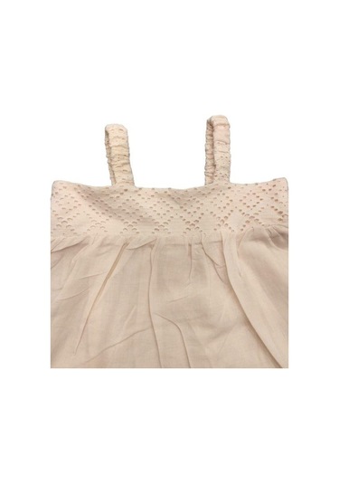 Kız Bebek Askılı Dantelli Şortlu Takım-13871 Bej
