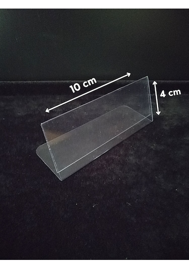 10 Adet Pvc Şeffaf Etiketlik 10x4 Cm Ayaklı Kart Tutucu İsimlik