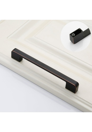 Kangvka Modern Minimalist Çelik Kapaklı Dolap Kolu, 96mm Delik Mesafesi, Siyah Kobalt Bakır Rengi, Çelik Malzeme