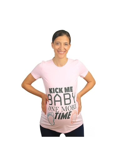 Mummy's Baby Hamile Tişört Kick Me Baby Pembe 8287