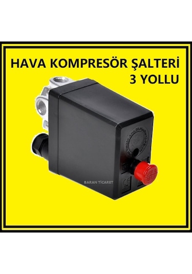 Kompresör Şalter Otomatiği 3 Yollu 220 Vac Ayarlı Basınç Şalteri N11.137