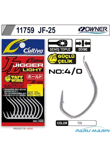 Owner 11759 Jf-25 Jigger Light Jig Iğnesi No:4/0