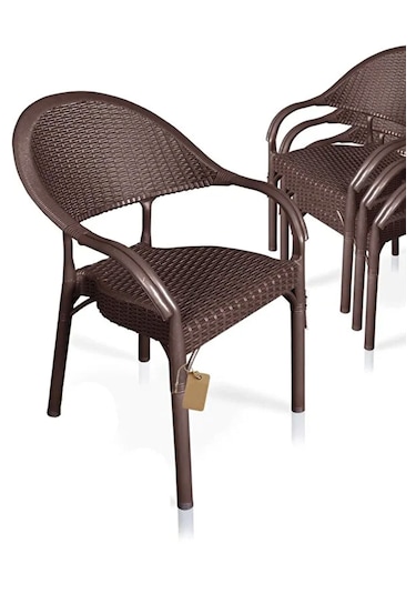 Alezy Bambu Rattan Kollu Koltuk 6 Adet Kahverengi