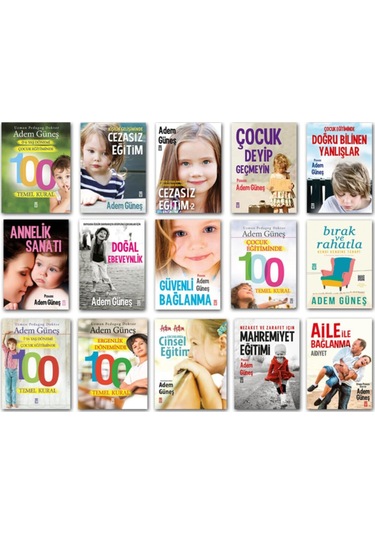 Pedagog Adem Güneş Set 15 Kitap Çocukluk - Ergenlik Eğitimi 100 Temel Kural - Timaş