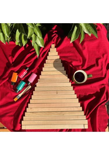 Leftover Ahşap Yılbaşı Ağacı - Ham Ahşap - 54cm Çap 40cm