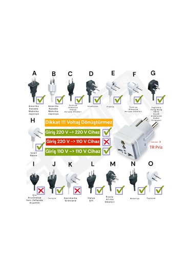 Seyahat Adaptörü Türk Erkek Fişli Universal Ingiliz Amerikan Fiş Çevirici Priz Dönüştürücü