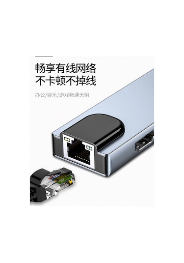 Samdoo Type-c Genişletme Ünitesi: Usb 3.0 Hub, Pd Hızlı Şarj, 4k Ekran Yansıtma, 100mbps Rj45 Ethernet - 5 İşlevli