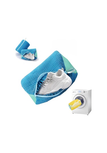 Ayakkabılar İçin Özel Çamaşır Makinesi Deformasyon Önleyici Yıkama Torbası Mavi