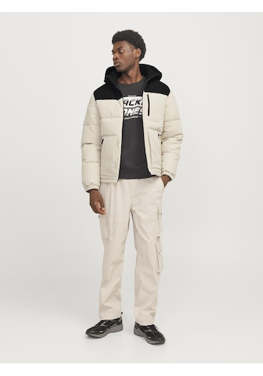 Erkek Rüzgara Dayanıklı Kapüşonlu Puffer Mont - Otto Moonbeam Çok Renkli