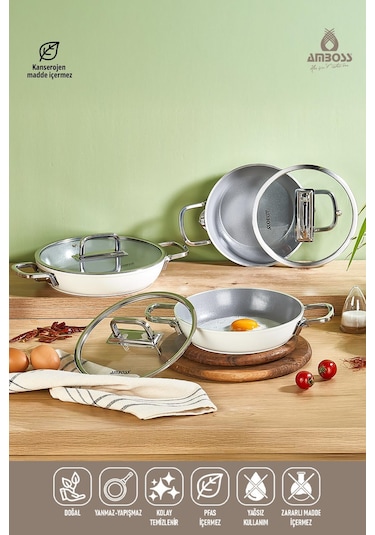 Sera Nova 6 Parça Seramik Sahan Seti - Beyaz Beyaz