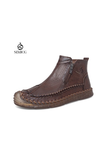 Modaya Uygun Gündelik Yüksek Bilekli Hakiki Deri Erkek Bilek Botları Kahverengi