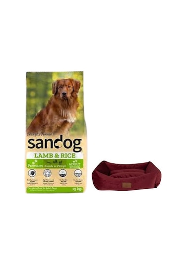 Sandog Premium Lamb&rice Yavru Köpek Maması 15 Kg,mini Small Bordo Yatak