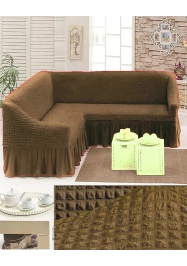 StarMall Bürümcük Köşe Koltuk Örtüsü, Kanepe, Koltuk Kılıfı, Eteli A.kahve