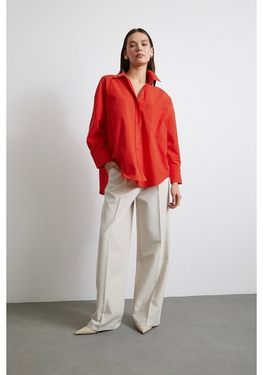 Must Have Poplin Gömlek Kırmızı Kırmızı