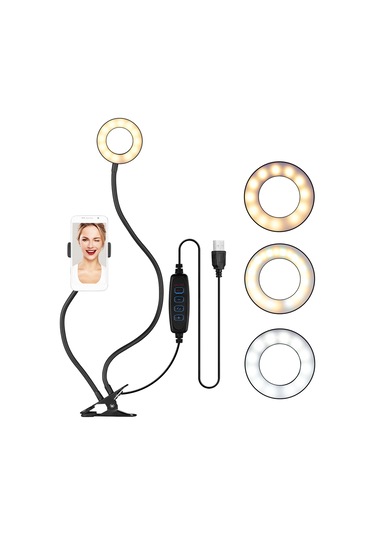 Andoer Webcam 3.5" Klipsli Mini Usb Işık Standı Siyah Siyah
