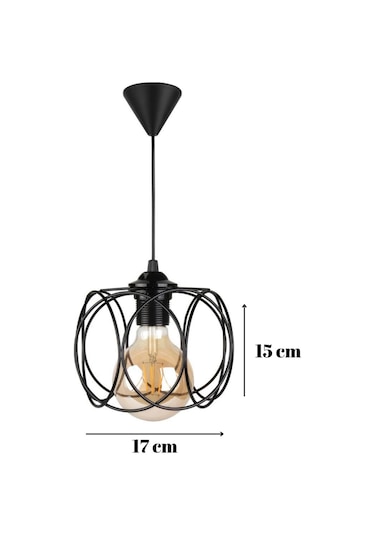 Evo Otantik Siyah Metal Avize Hol Giriş Sarkıt Siyah