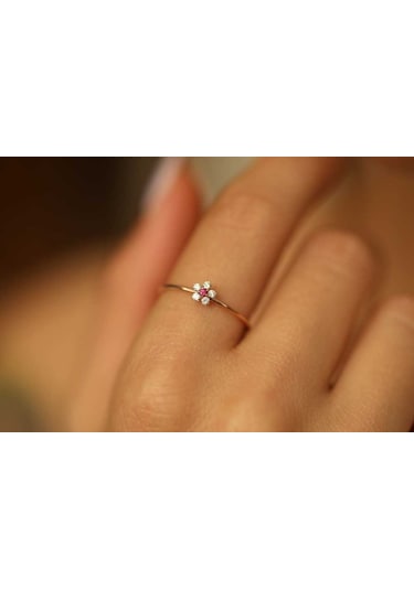 Reis Cemre Yakut Yüzük Pembe Altın - Rose Gold