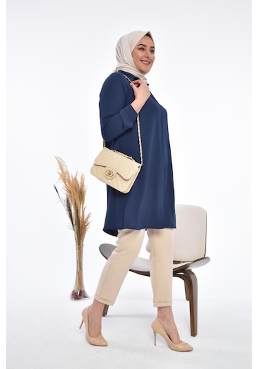 Kadın Büyük Beden Yaprak Baskılı Gömlek Tunik 001