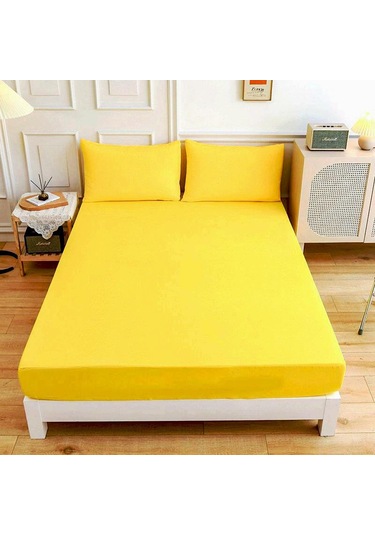 Sarı Düz Renk Tek Kişilik Yatak Yastık Kılıfı 1.5/1.8 Tek Kişilik Çift Kişilik Nevresim Takımı Yastık Kılıfı Yok 90 200+27cm