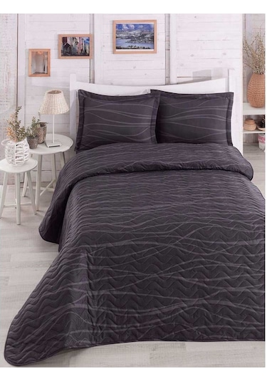 Kapitone Yatak Örtüsü Seti Çift Kişilik Verda Gri