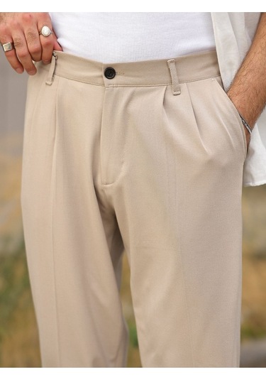 Baggy Kumaş Pantolon Krem