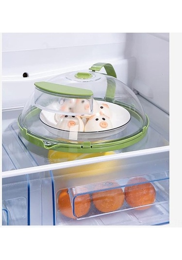 Ulzyvf Pratik Mikrodalga Yiyecek Saklama Kabı - Buhar Delikli, Su Hazneli, Kulplu Yeşil Yeşil