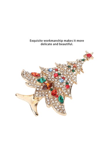 Mufunye Kırmızı Taşlı Noel Ağacı Desenli Yetenekli Broş - Kaliteli Alyaş材质 - Partiler Ve Hediyeler İçin Ideal Diğer