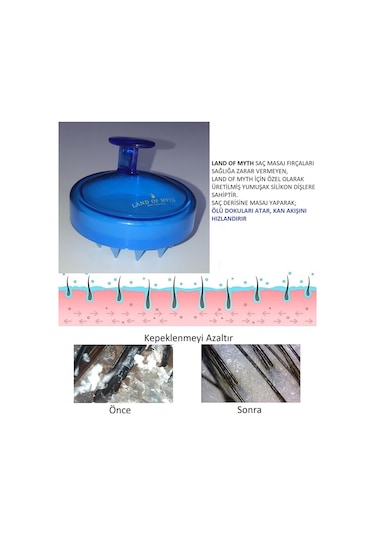 Land Of Myth LOM1033 Yumuşak Dişli Saç Derisi Masaj Şampuan Fırçası Mavi