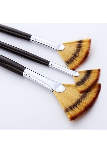 Willowhaven 3 Adet Balık Kuyruğu Guaj Fırçası Siyah, Naylon Yün, 38,5x10,5 Cm, Ahşap, Akrilik, Yağlı Boya İçin