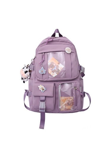 Yifomall Kadınlar İçin Mor Tekli Okul Çanta, Yumuşak Kumaş, Dayanıklı, Yenilikçi Tasarım, Orta-lise-üniversite Öğrencileri İçin Sırt Çantası Çok Renkli