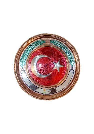 Bakır Tablo Türk Bayrağı Modelli 25 Cm Ebatlı Özel El İşçiliği