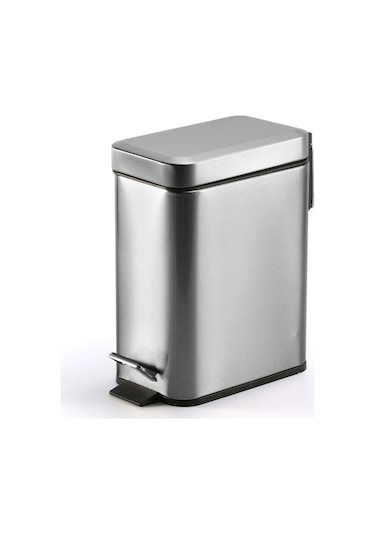 Sones Ev Paslanmaz Çelik Ayak Pedalı Küçük Dikdörtgen Çöp Kutusu Gümüş