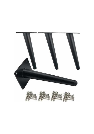 Flybuy Eğik Metal Dolap Ayakları, 201 Paslanmaz Çelik, Kaymaz Siyah, 25cm Yükseklik, 4 Adet Masa/kanepe Ayakları -