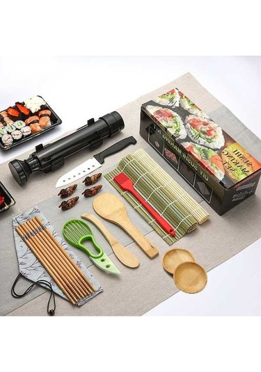 Japonya Sushi Yapım Seti - 1 Adet Siyah Sushi Malzemeleri Takımı Siyah