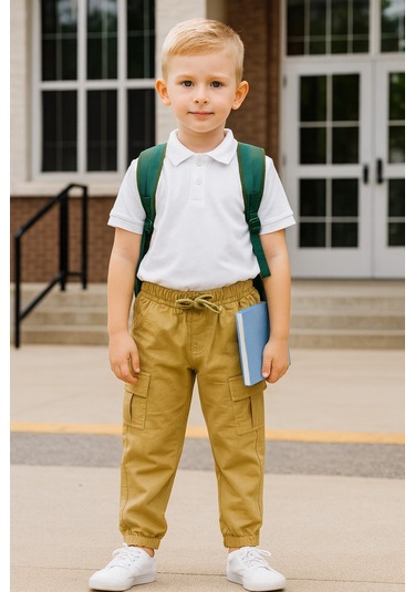 Kargo Cep Çocuk Eşofman Alt Bej