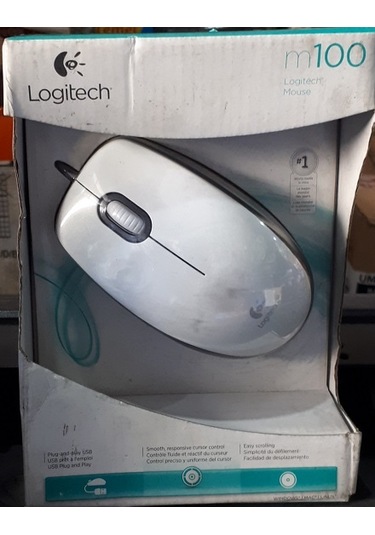 Logitech Mouse Kablolu M 100 Beyaz