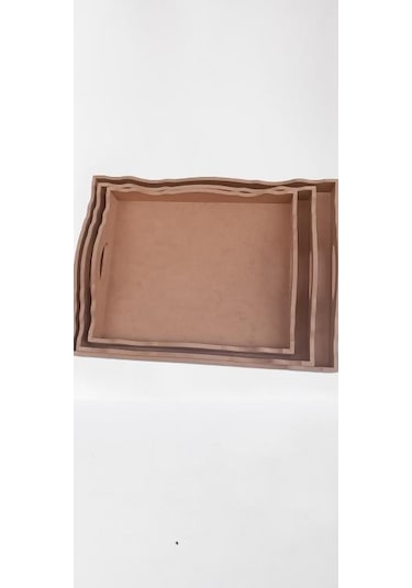 Hobi Dekoratif Tepsi Seti Üçlü Model Ham Ahşap Mdf El Yapımı