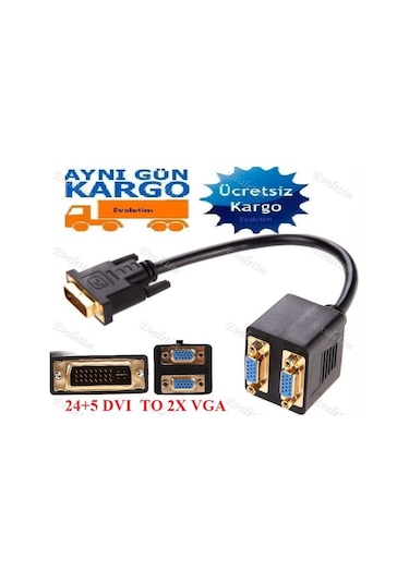 Dvi 2X Vga Y Kablosu 4972P Çoklayici 24+5 Switch Spitter Çoğaltic