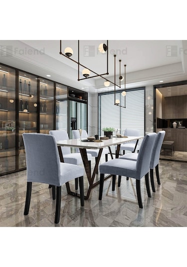 Faiend Yıkanabilir Likralı Esnek Lastikli Sandalye Kılıf Örtü Gri