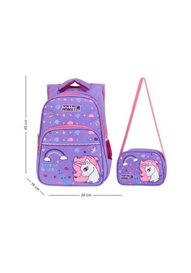 Waddell Kız Çocuk Mor Unicorn İlkokul Sırt Çantası ve Beslenme