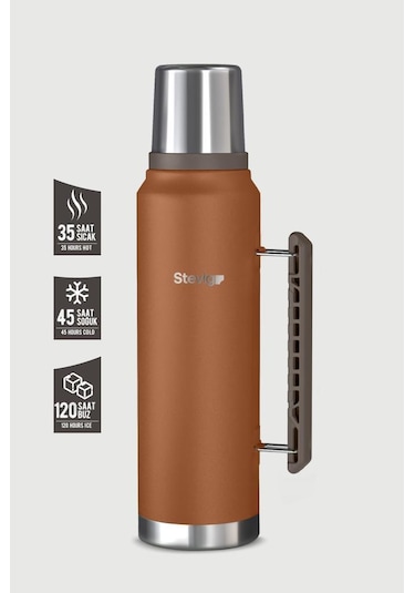 Stevig 1 Camper Klasik Kulplu Sızdırmaz Çelik Termos Autumn Leaf 1.2 Lt St-259 Turuncu