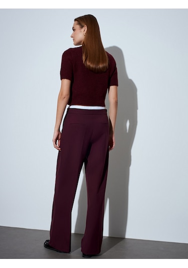 Dilvin 72240 Çift Belli Geniş Pantolon-bordo Bordo