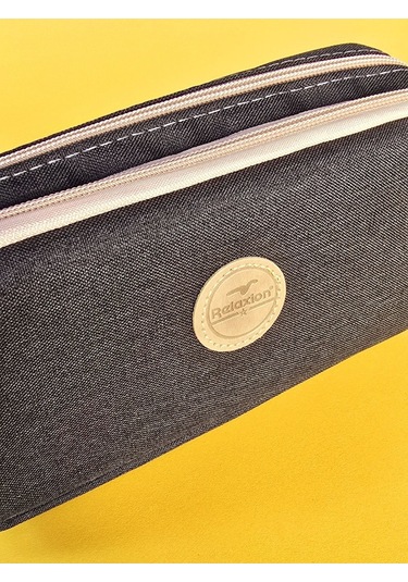 Rlx-147 Keten İki Gözlü Kalemlik Kalem Kutusu Kalemlik Siyah Beyaz