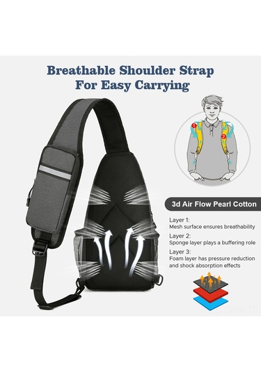 Maiyame Erkek Ve Kadınlar İçin Dayanıklı, Su Geçirmez Sırt Çantası - Geniş Depolama Alanlı Spor Çapraz Askılı Çanta Siyah