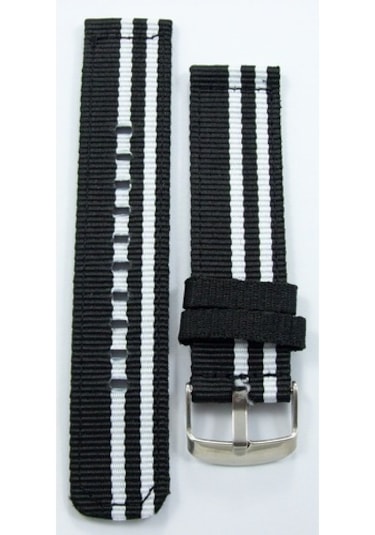 Kumaş Perlon Siyah Beyaz 22Mm Spor Saat Kordonu Kayışı Nato Bjk
