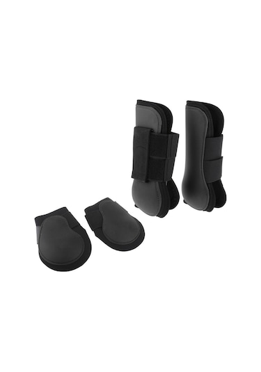 Suntek 2 Pairs At Bacak Boots Hind Ön Bacak Koruyucu Sarar Set Siyah