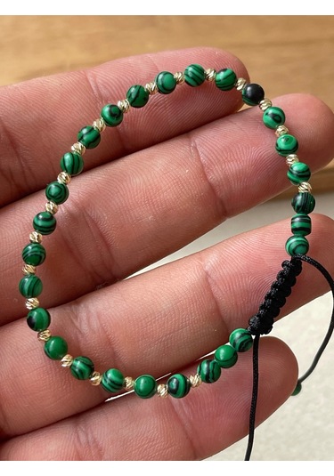 14 Ayar Altın Tamtur Dorikalı Malahit Taşlı Tasarım Şık Altın Bileklik Altın